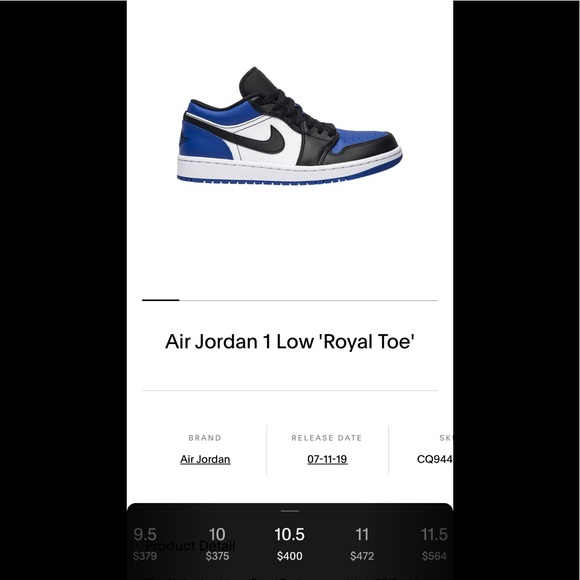 Jordan 1 low “Royal Toe” Size 10.5 - Picture 5 of 5